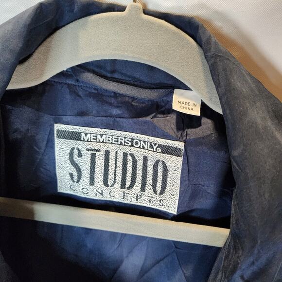 80s Members Only Silk Zip Retro Bomber Jacket Shoulder Pads - Picture 10 of 14